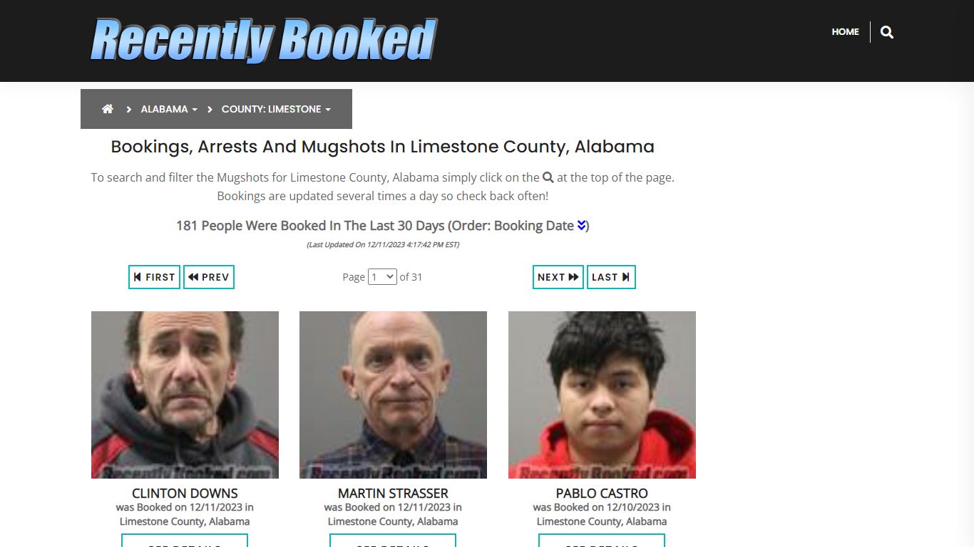 Bookings, Arrests and Mugshots in Limestone County, Alabama